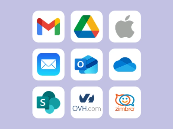 Illustration outils collaboratifs (Gmail, Apple, Microsoft...)